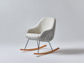 Fauteuil à bascule - tissu bouclette-métal-bois - 76x70x85 cm - écru-gris-noir-bois naturel - style minimaliste