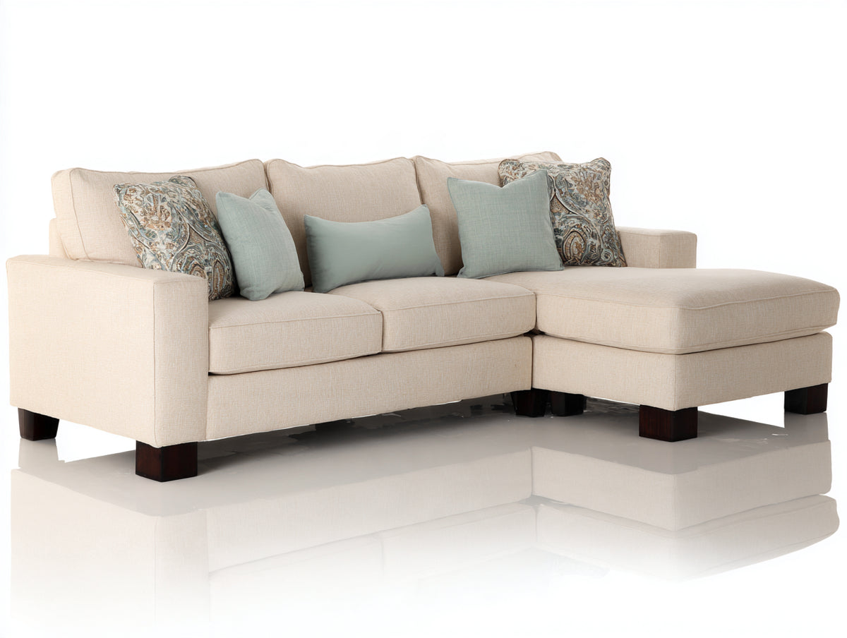 Canapé d'angle - Tissu - 266 x 166 x 91 cm - Beige clair - Style moderne avec méridienne