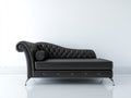 Chaise longue - Similicuir-Métal - 186 x 77 x 87 cm - Noir - Style Chesterfield moderne