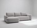 Canapé d'angle - Tissu - 258 x 162 x 86 cm - Gris perle - Style moderne aux lignes arrondies