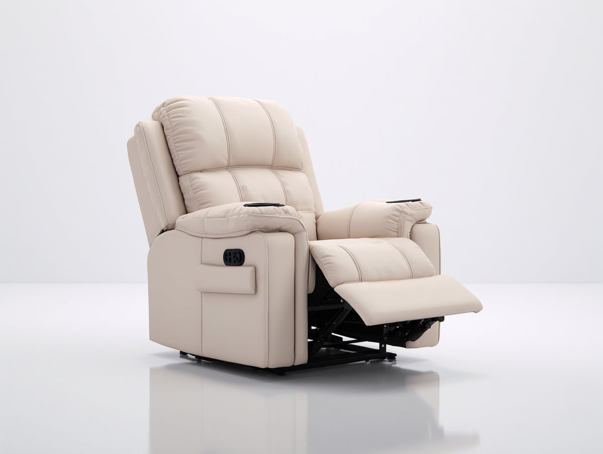 Fauteuil relax - similicuir - 100 x 94 x 108 cm - beige - style moderne