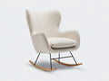 Fauteuil à bascule - tissu bouclette-métal-bois - 83x76x96 cm - écru-noir-bois naturel - style nordique