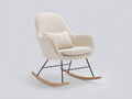 Fauteuil à bascule - tissu bouclette-métal-bois - 83x74x92 cm - crème-noir-bois naturel - style scandinave