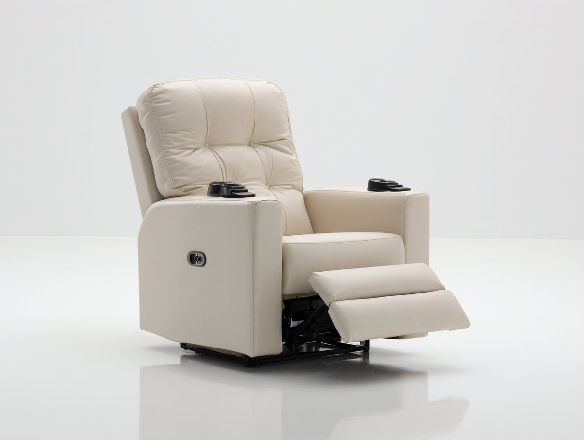 Fauteuil relax - similicuir - 95 x 90 x 103 cm - beige clair - style contemporain