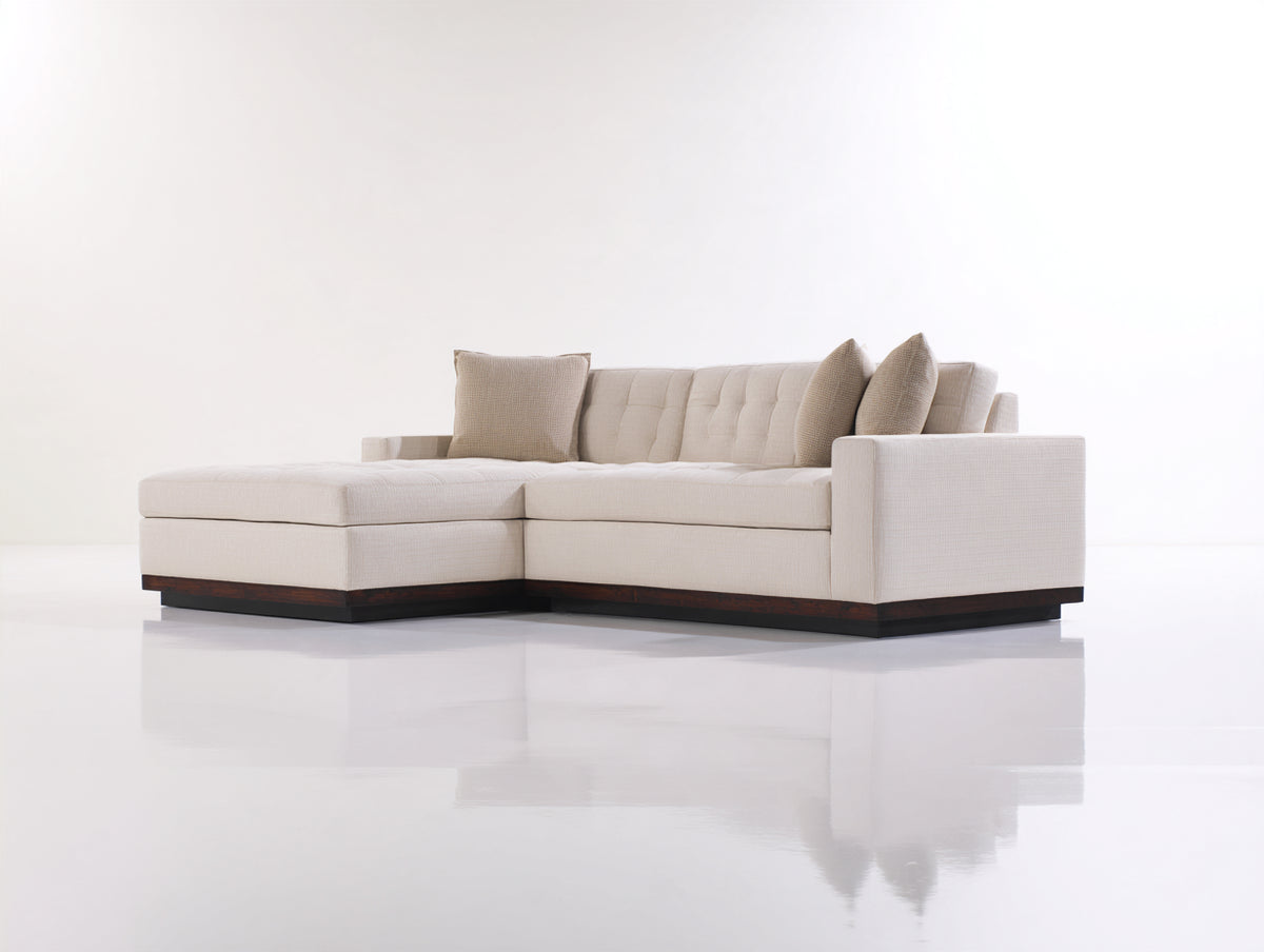 Canapé d'angle - Tissu - 257 x 158 x 87 cm - Crème - Style contemporain à base basse avec méridienne