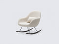 Fauteuil à bascule - tissu bouclette-métal-bois - 79x72x84 cm - ivoire-noir-noyer foncé - style moderne
