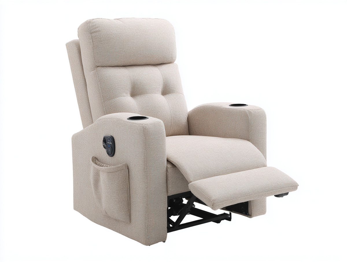 Fauteuil relax - tissu - 96 x 92 x 106 cm - beige - style moderne