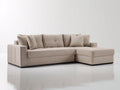 Canapé d'angle - Tissu - 276 x 168 x 88 cm - Beige - Style contemporain avec méridienne capitonnée