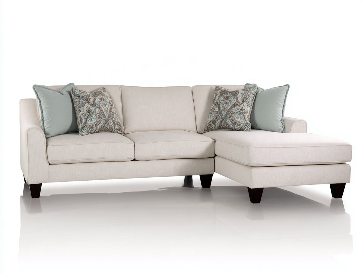 Canapé d'angle - Tissu - 258 x 163 x 89 cm - Crème - Style contemporain avec méridienne