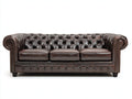 Canapé 3 places-cuir-260x106x84 cm-marron-style Chesterfield