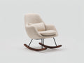 Fauteuil à bascule - tissu bouclette-métal-bois - 80x73x87 cm - beige clair-noir-noyer foncé - style contemporain